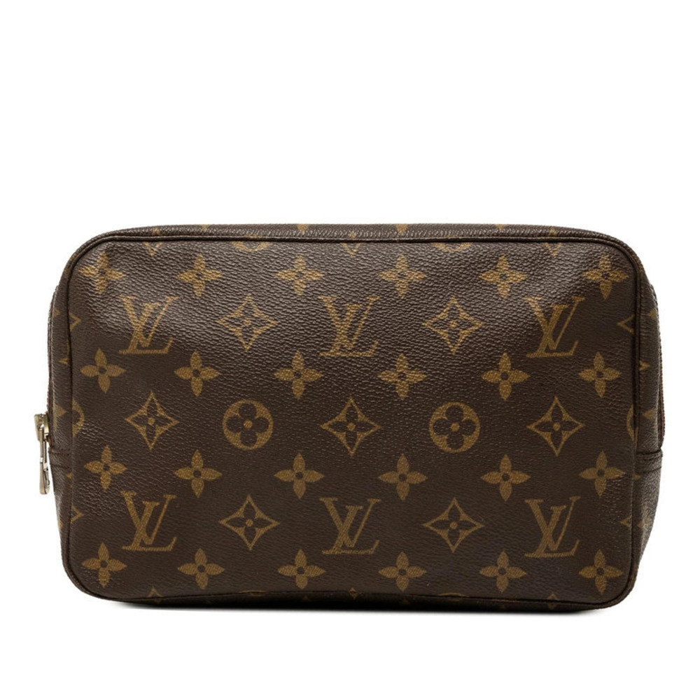 Louis Vuitton Monogram Trousse Toilette Clutch Bag Pouch Clutch Brown Leather